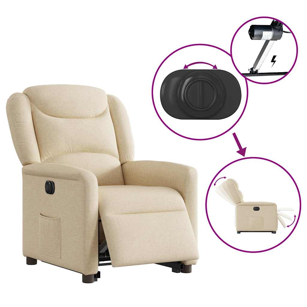 Fauteuil inclinable électrique crème tissu