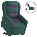 Fauteuil inclinable de massage électrique Vert foncé Tissu