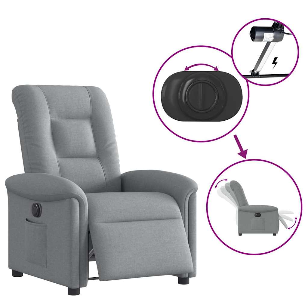 Fauteuil inclinable électrique Gris clair Tissu