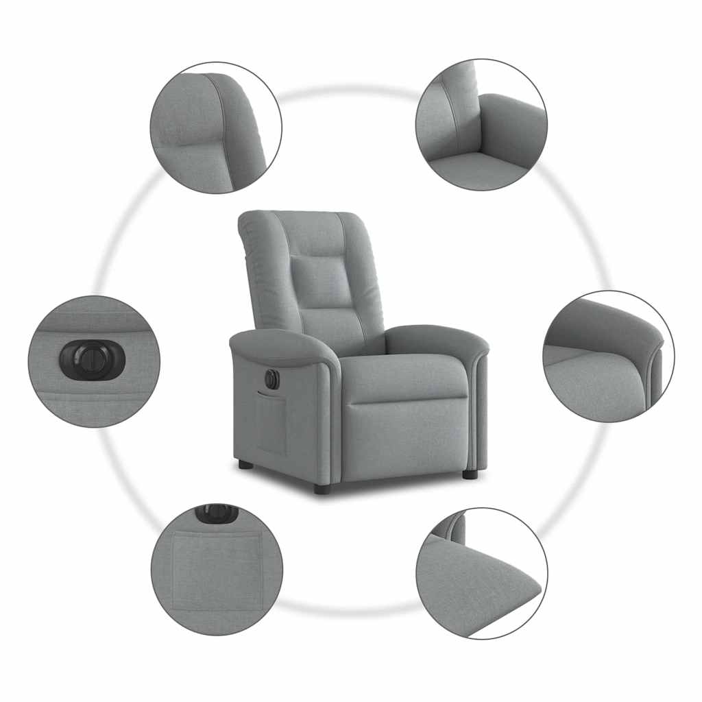 Fauteuil inclinable électrique Gris clair Tissu