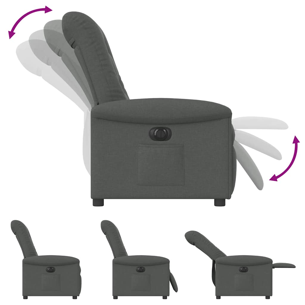Fauteuil inclinable électrique Gris foncé Tissu