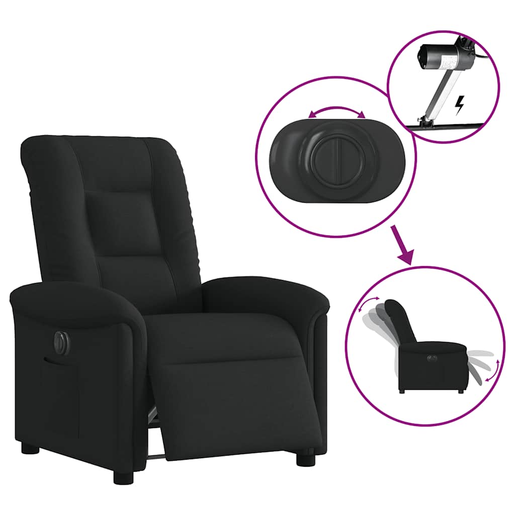 Fauteuil inclinable électrique Noir Tissu
