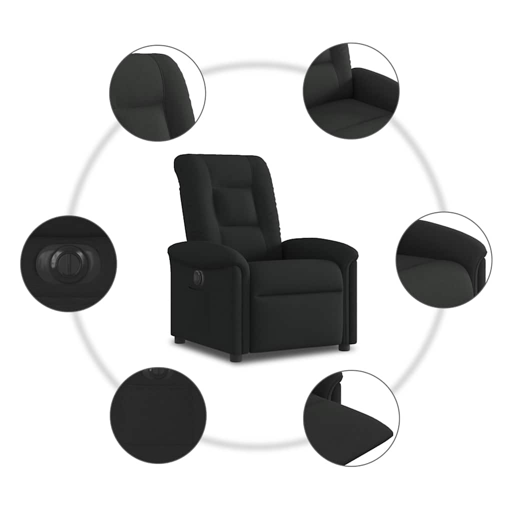 Fauteuil inclinable électrique Noir Tissu