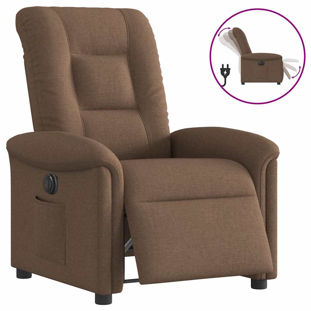 Fauteuil inclinable électrique Marron Tissu