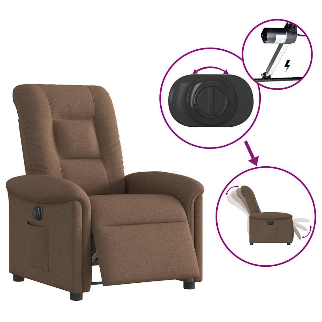 Fauteuil inclinable électrique Marron Tissu