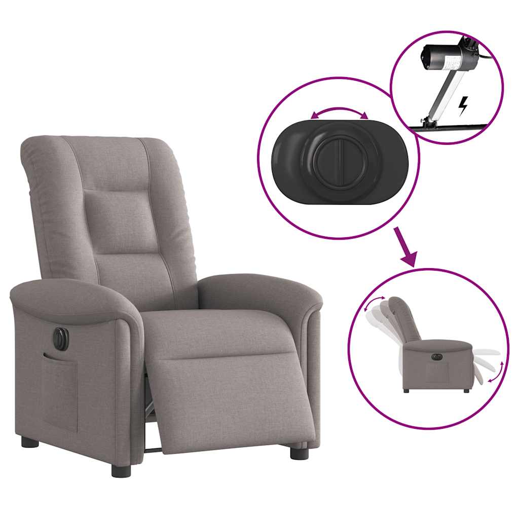 Fauteuil inclinable électrique Taupe Tissu