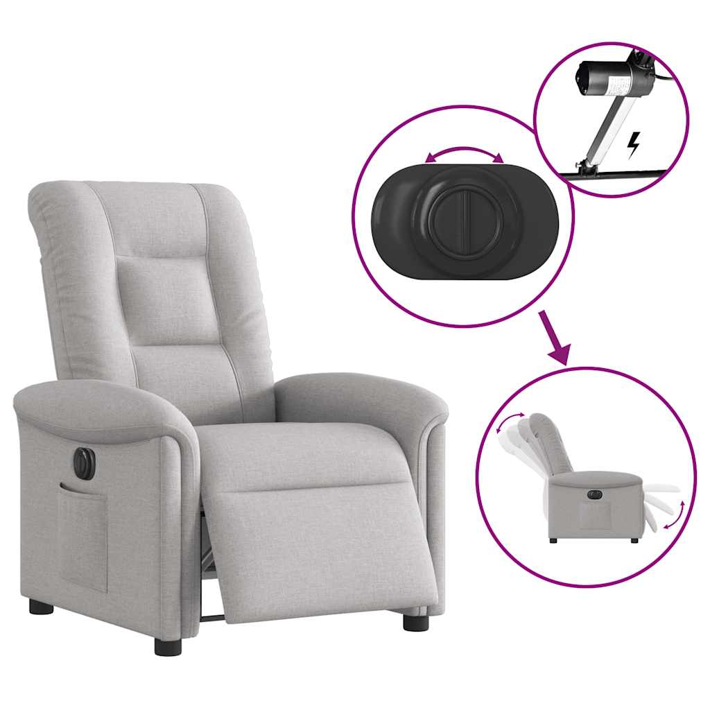 Fauteuil inclinable électrique gris nuage tissu