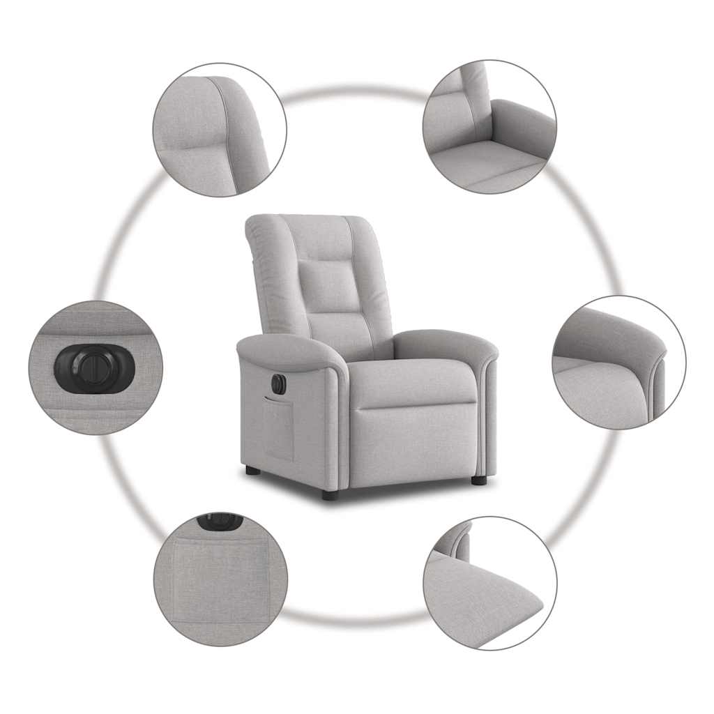 Fauteuil inclinable électrique gris nuage tissu