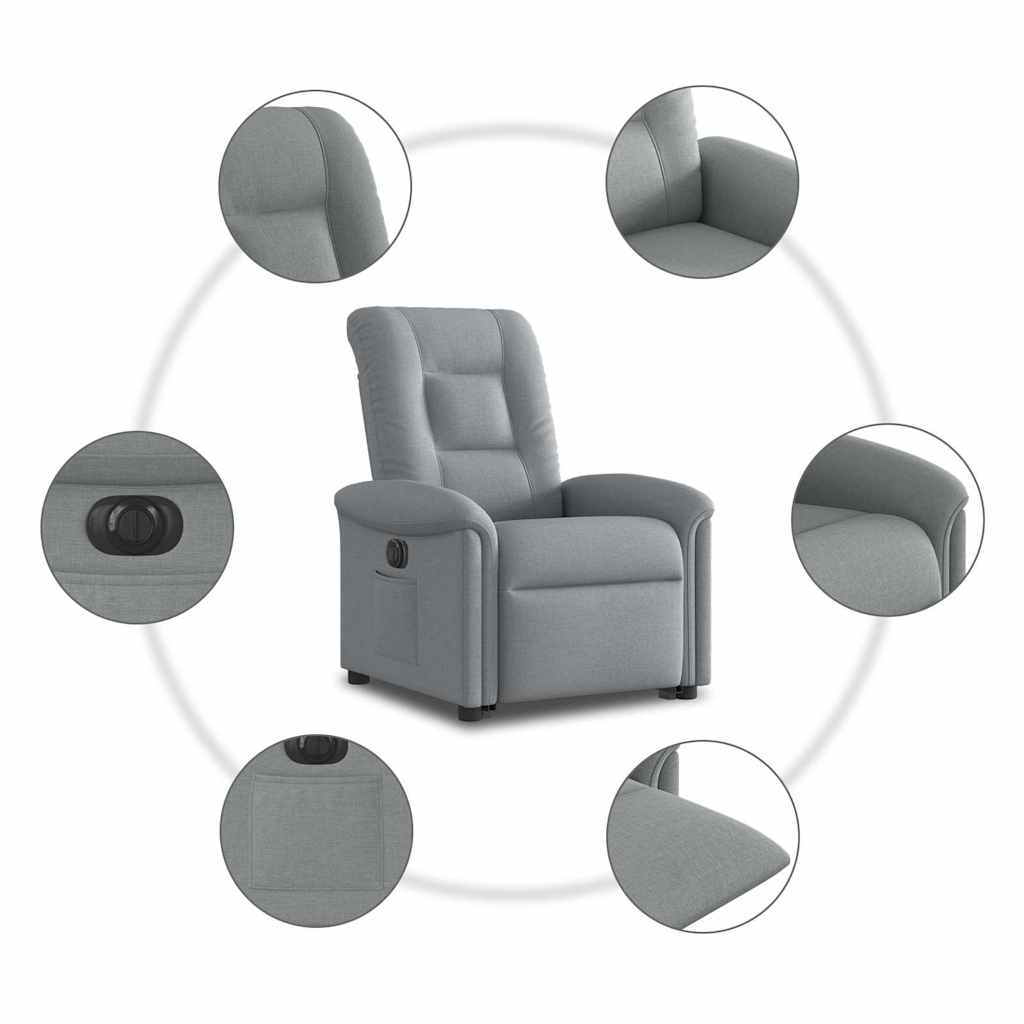 Fauteuil inclinable électrique gris clair tissu