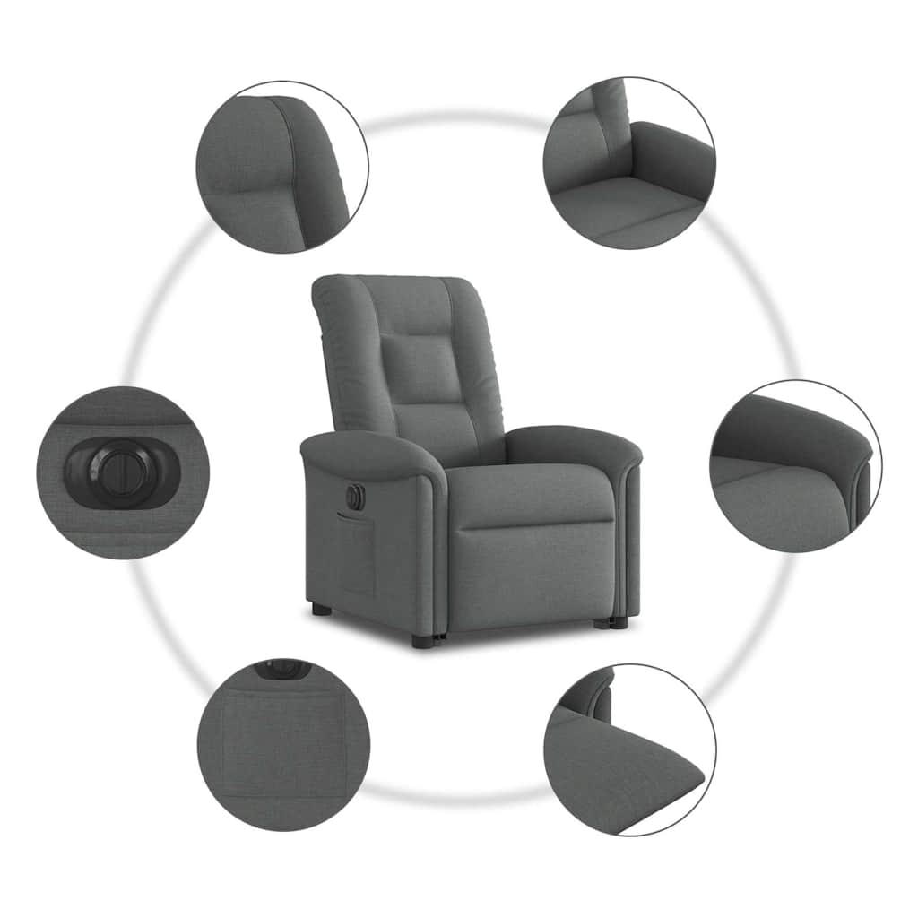 Fauteuil inclinable électrique gris foncé tissu