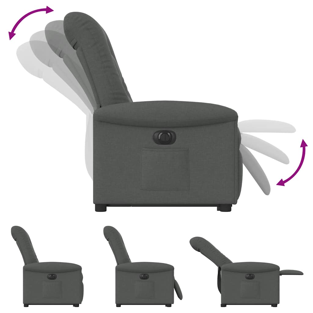 Fauteuil inclinable électrique gris foncé tissu