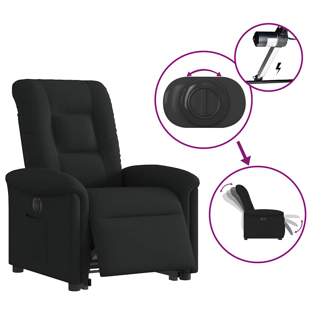 Fauteuil inclinable électrique noir tissu