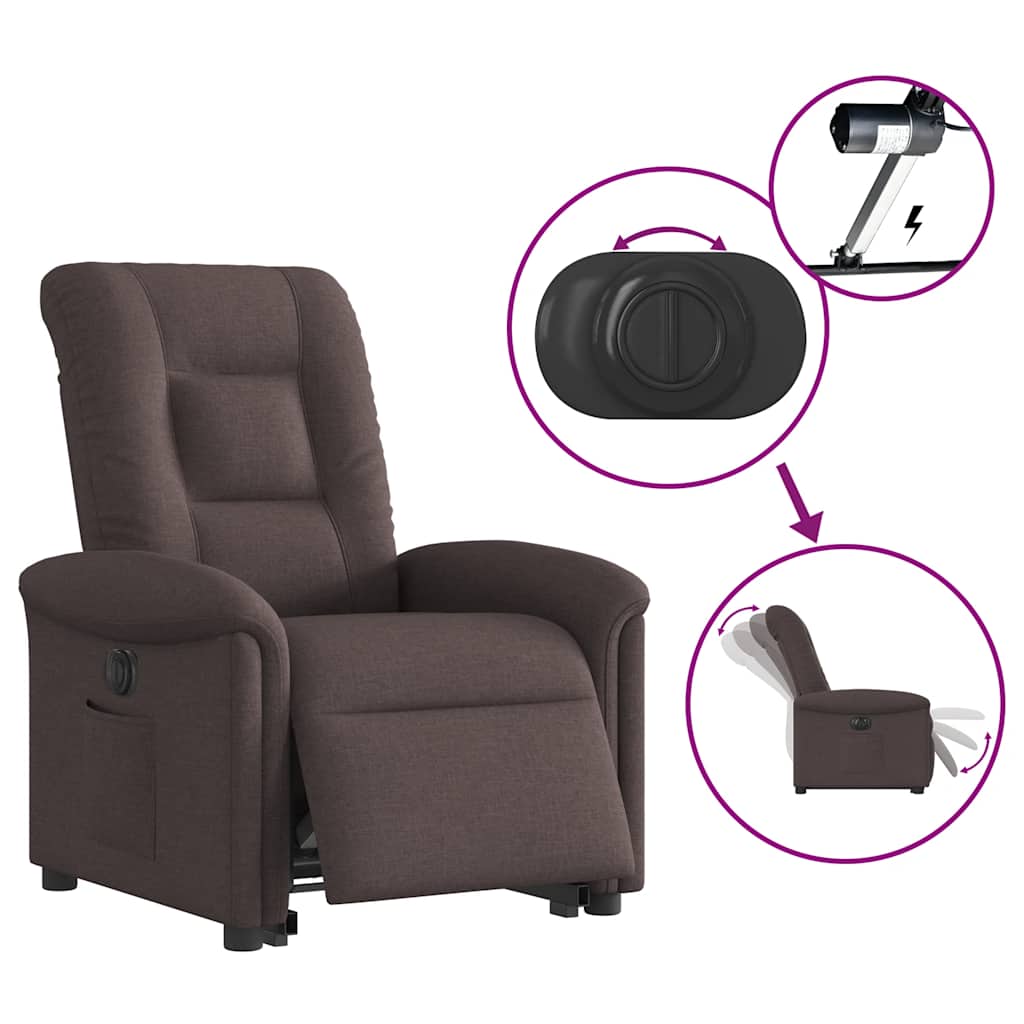 Fauteuil inclinable électrique marron foncé tissu