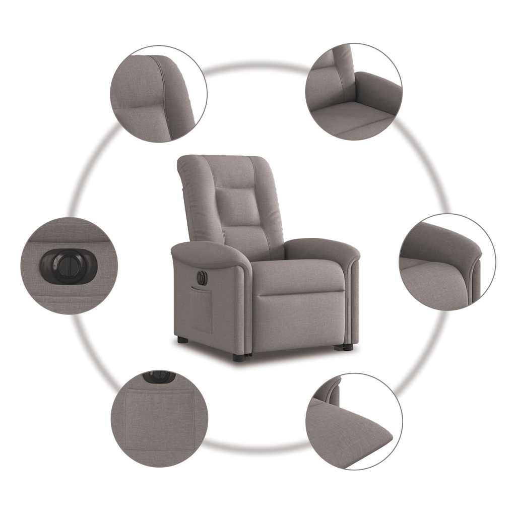 Fauteuil inclinable électrique taupe tissu