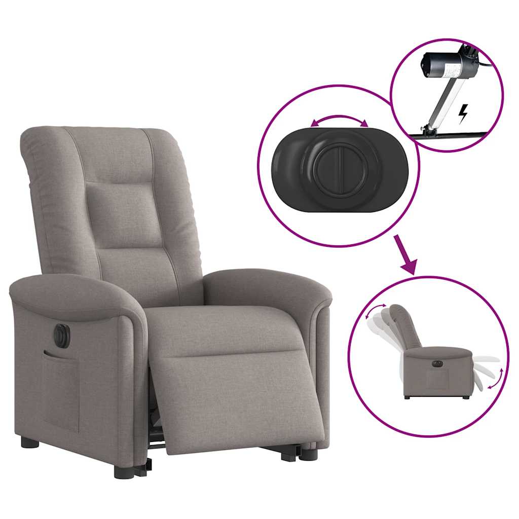 Fauteuil inclinable électrique taupe tissu