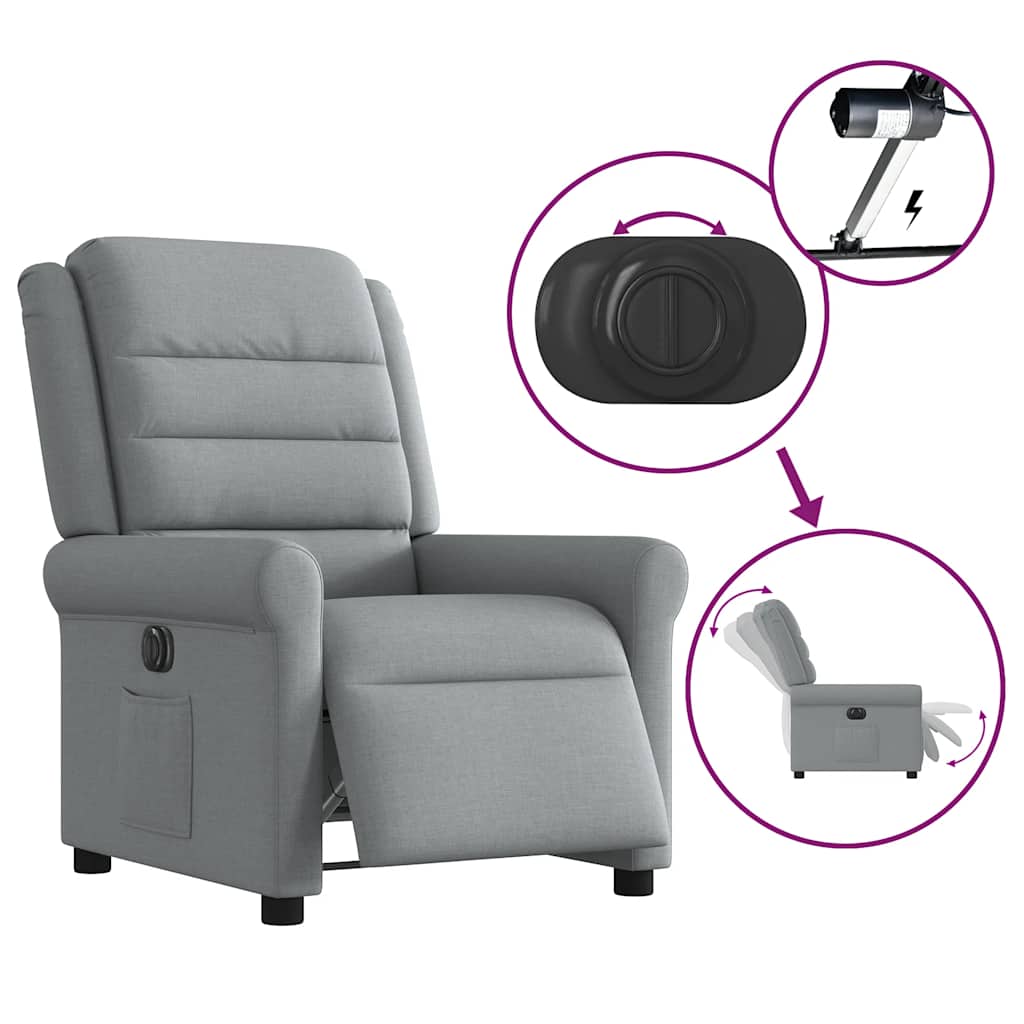 Fauteuil inclinable électrique Gris clair Tissu