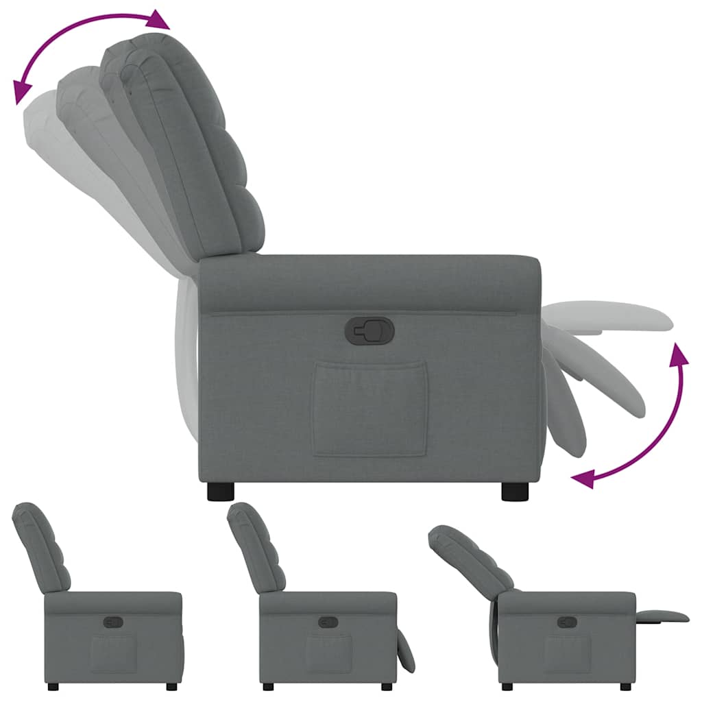 Fauteuil inclinable électrique Gris foncé Tissu