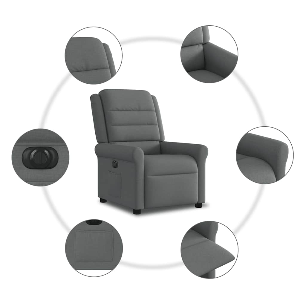 Fauteuil inclinable électrique Gris foncé Tissu
