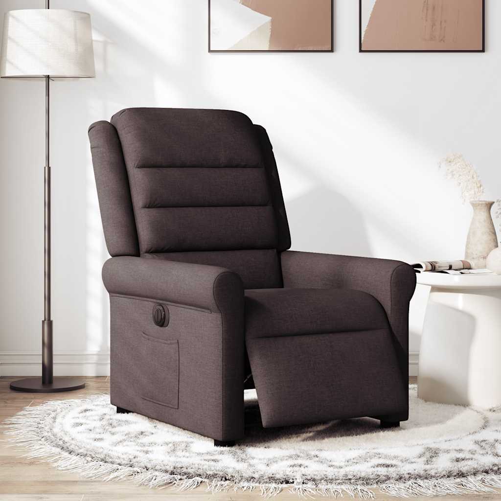 Fauteuil inclinable électrique Marron foncé Tissu