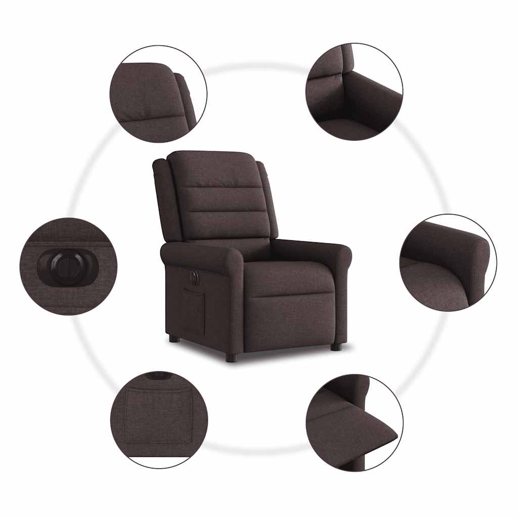 Fauteuil inclinable électrique Marron foncé Tissu