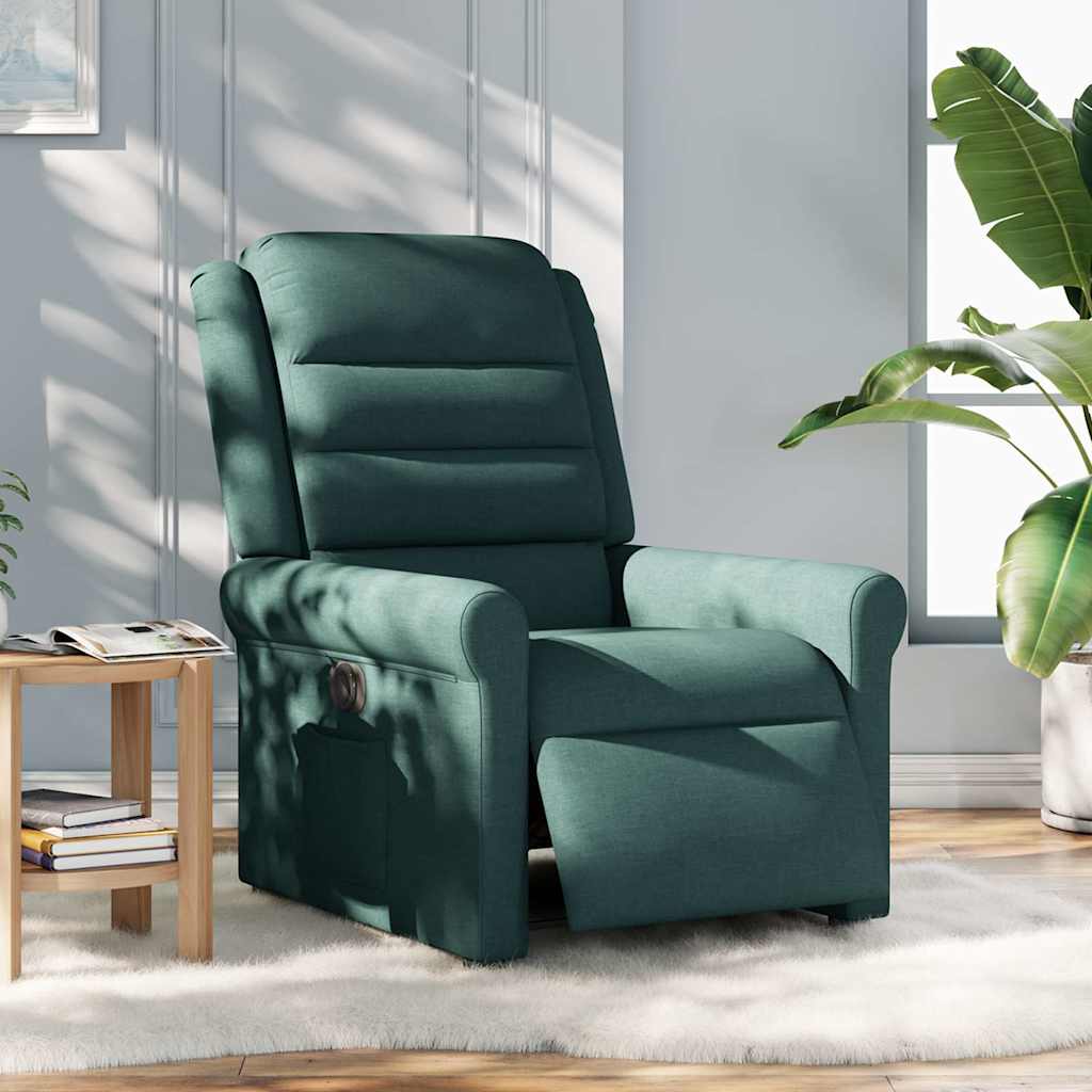 Fauteuil inclinable électrique Vert foncé Tissu