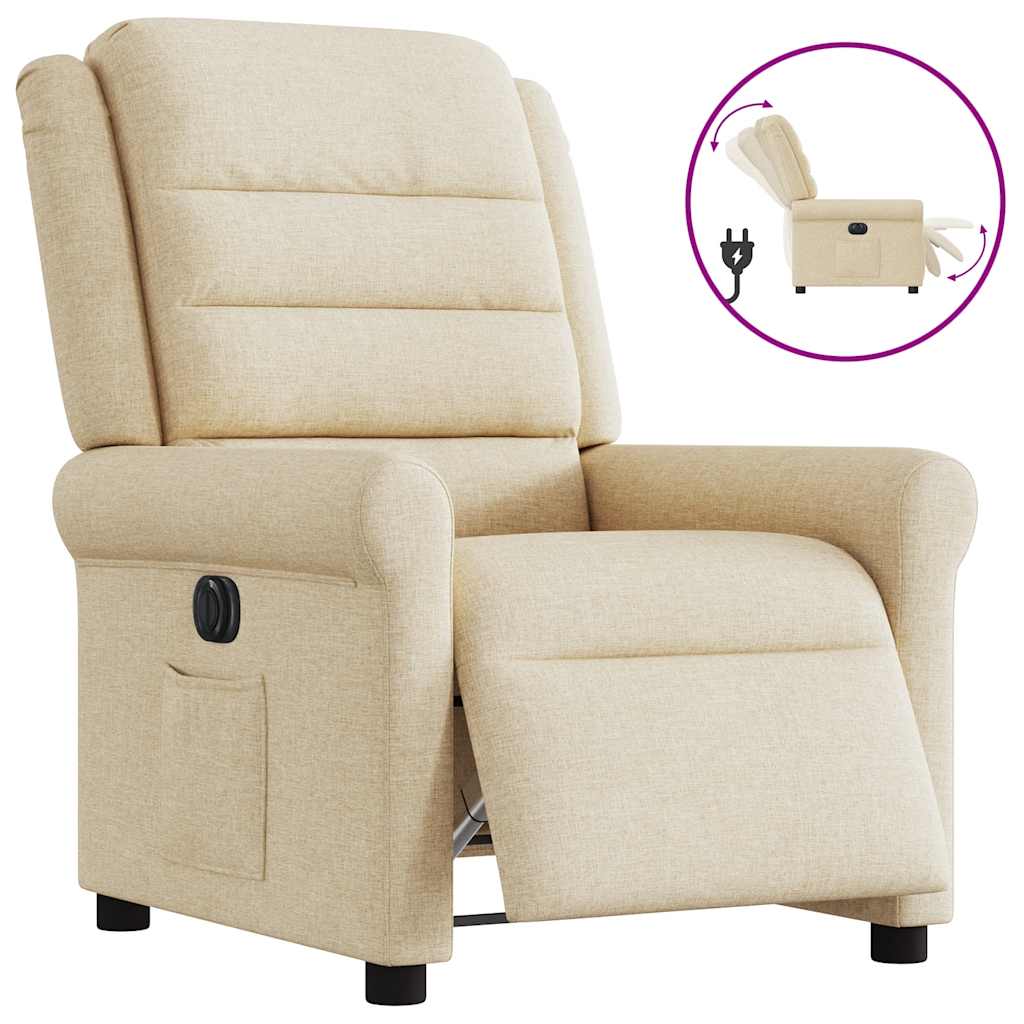 Fauteuil inclinable électrique Crème Tissu