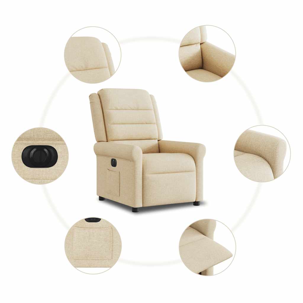 Fauteuil inclinable électrique Crème Tissu