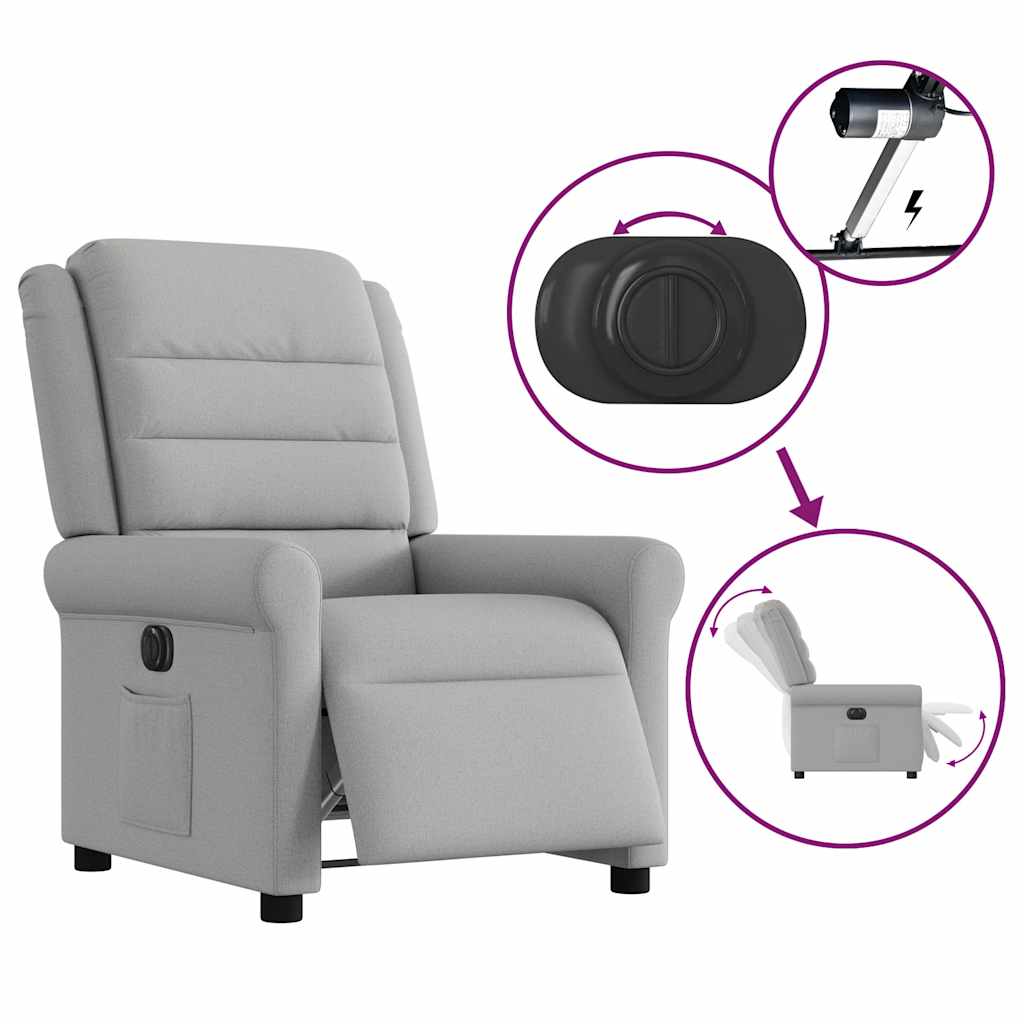 Fauteuil inclinable électrique gris nuage tissu