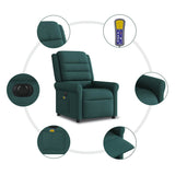 Fauteuil de massage inclinable électrique Vert foncé Tissu