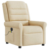 Fauteuil inclinable de massage électrique crème tissu