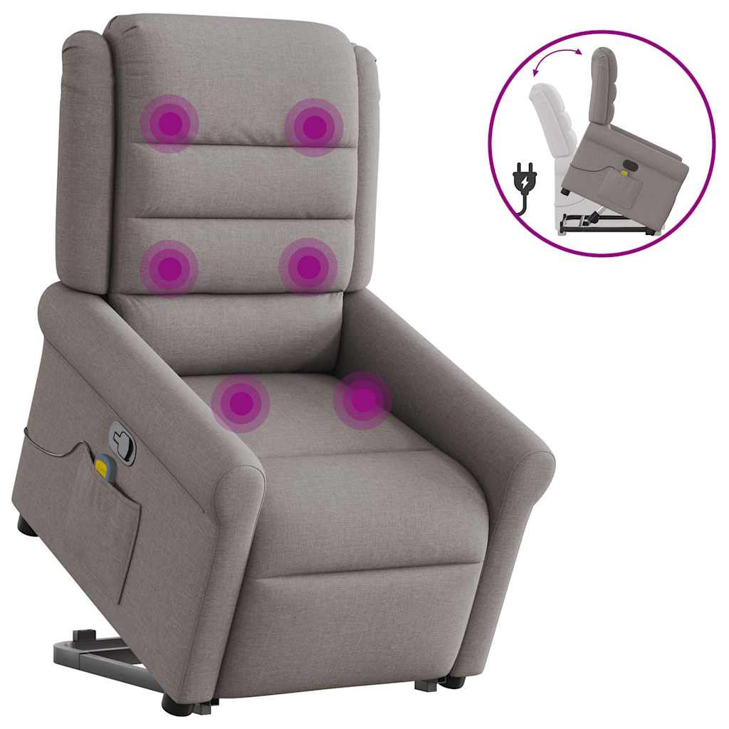 Fauteuil inclinable de massage Taupe Tissu