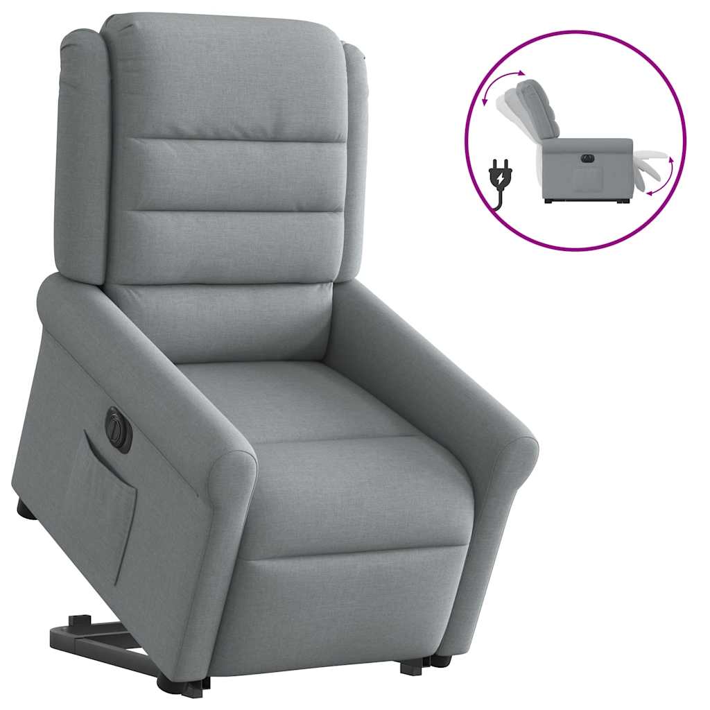 Fauteuil inclinable électrique gris clair tissu