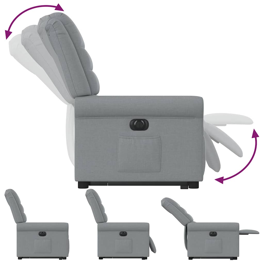 Fauteuil inclinable électrique gris clair tissu