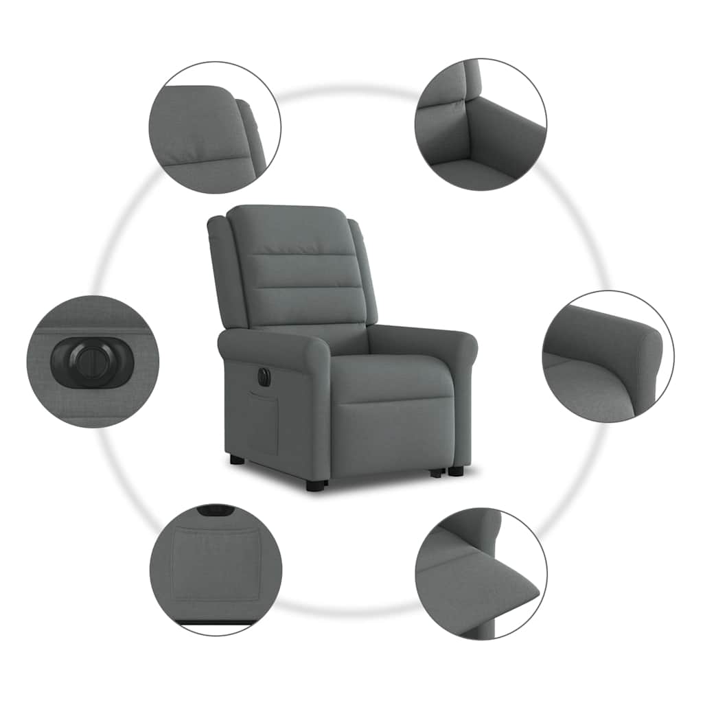 Fauteuil inclinable électrique gris foncé tissu
