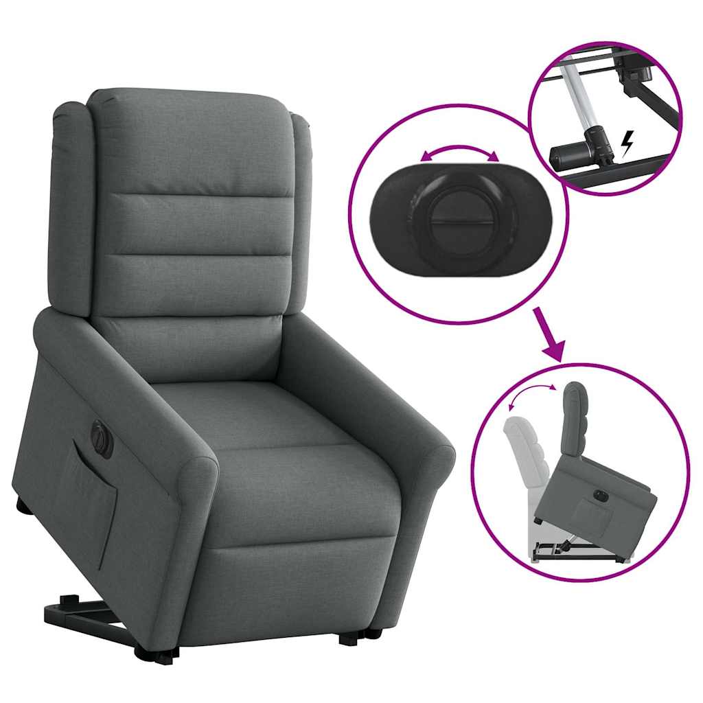 Fauteuil inclinable électrique gris foncé tissu