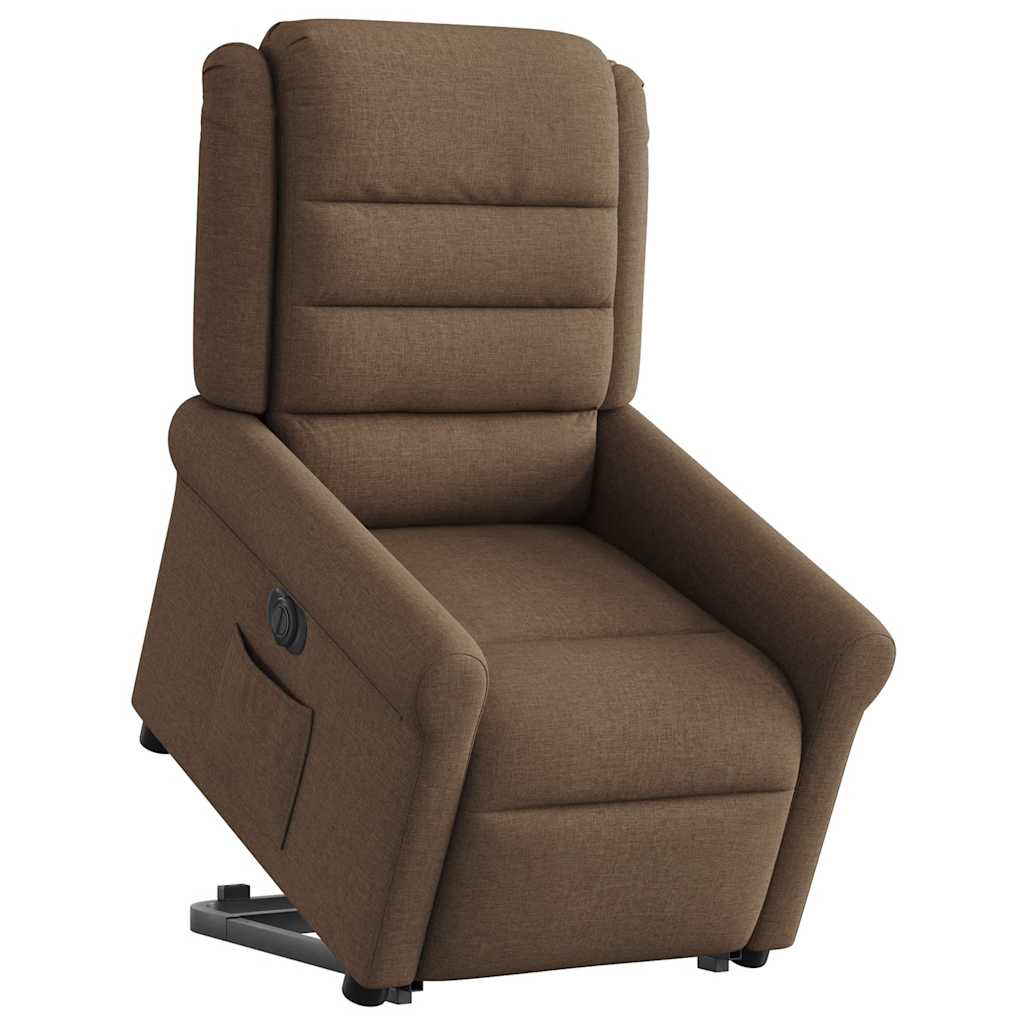 Fauteuil inclinable électrique marron tissu