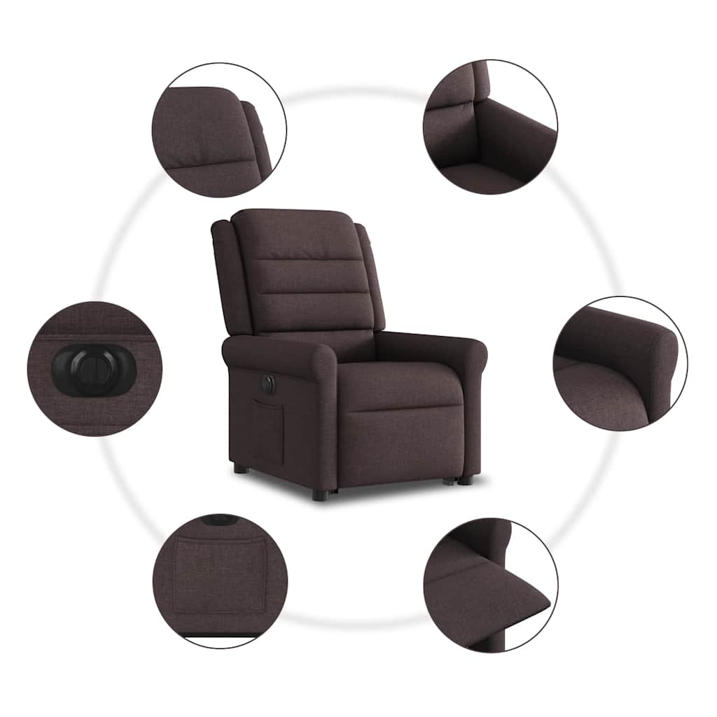 Fauteuil inclinable électrique marron foncé tissu