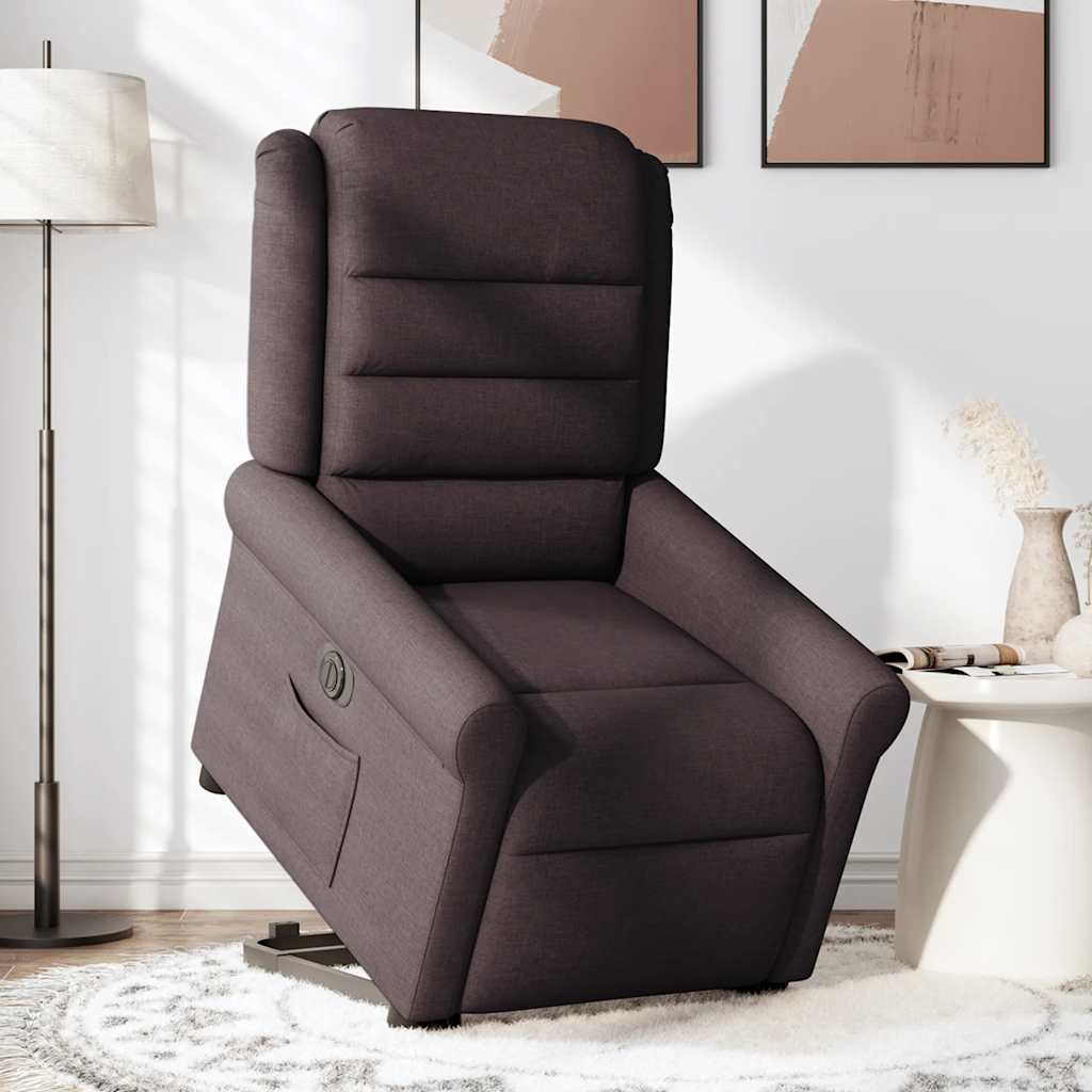 Fauteuil inclinable électrique marron foncé tissu