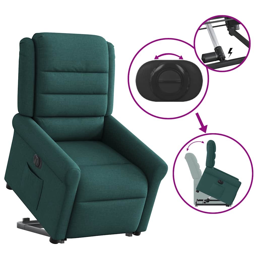 Fauteuil inclinable électrique vert foncé tissu