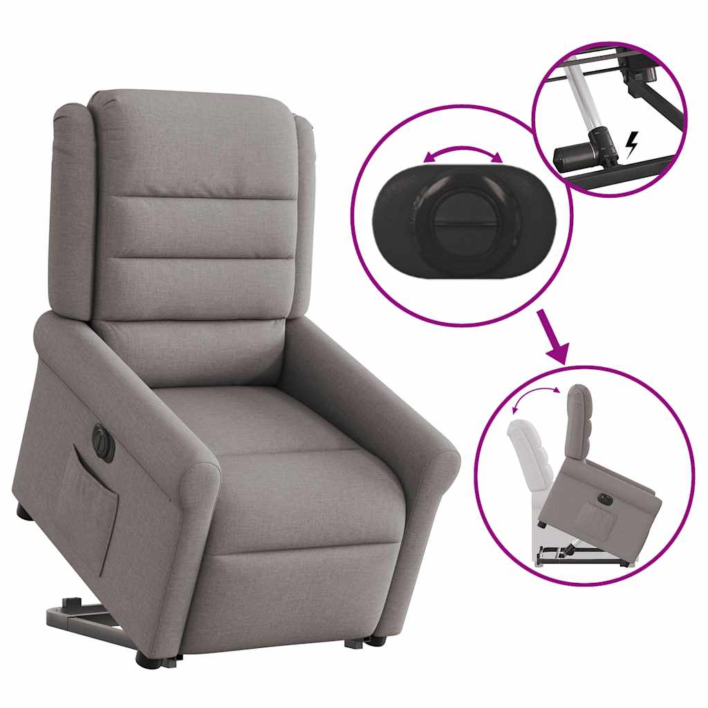 Fauteuil inclinable électrique taupe tissu