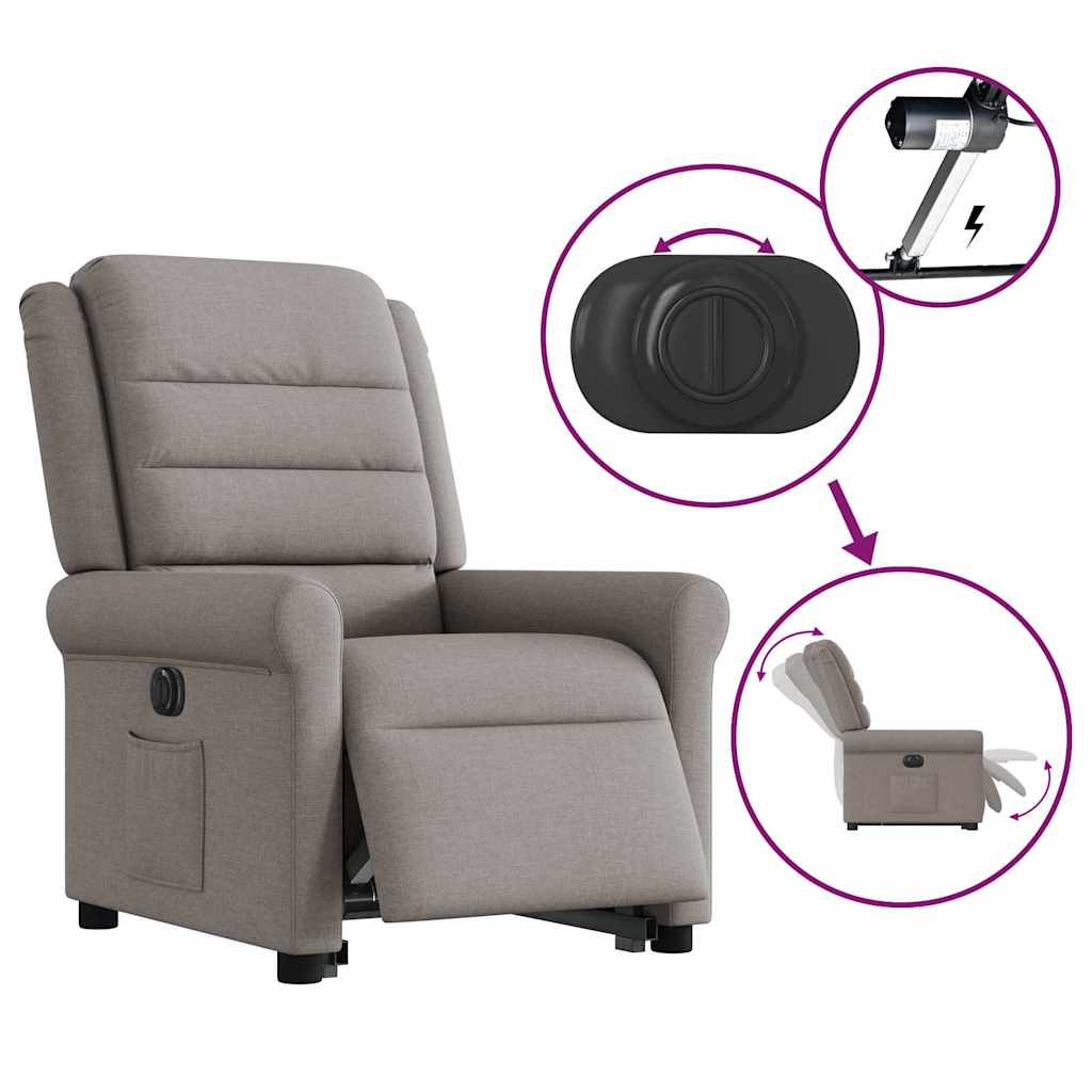 Fauteuil inclinable électrique taupe tissu