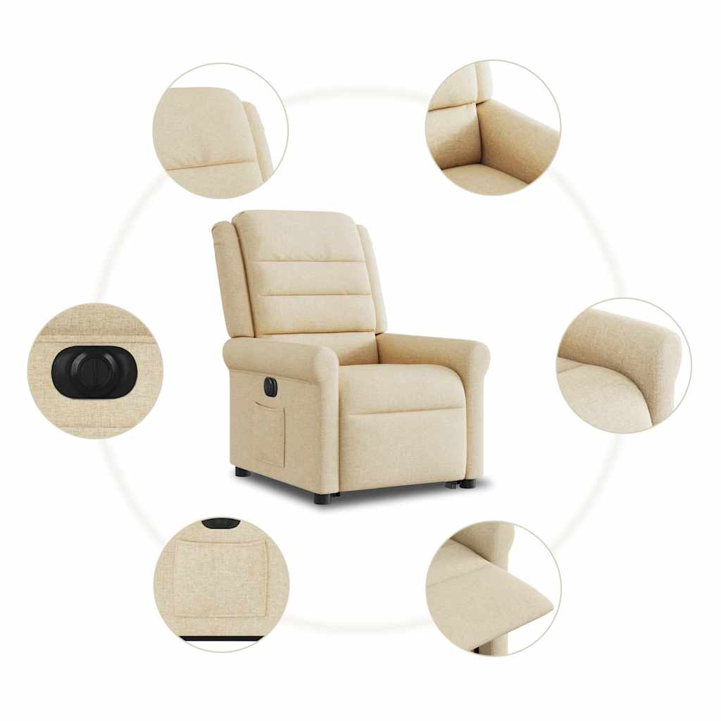 Fauteuil inclinable électrique crème tissu