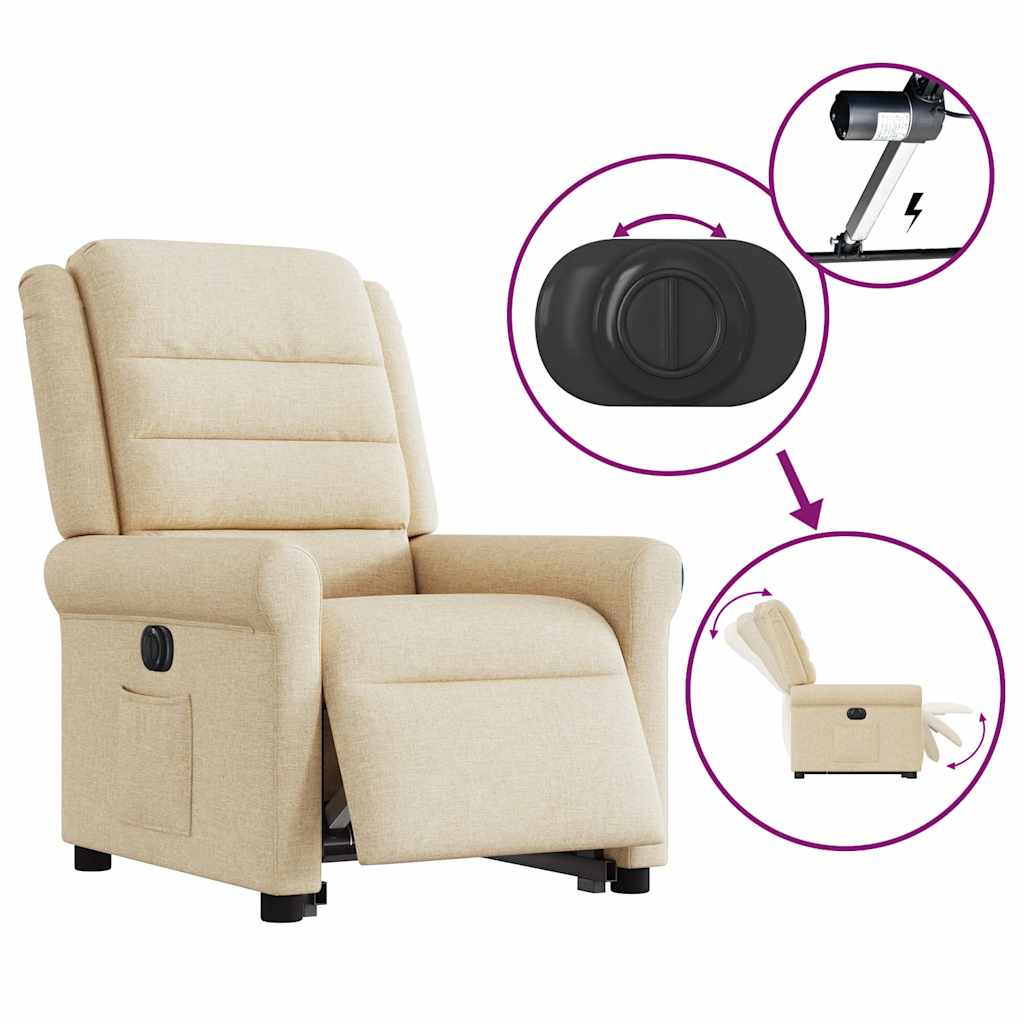 Fauteuil inclinable électrique crème tissu
