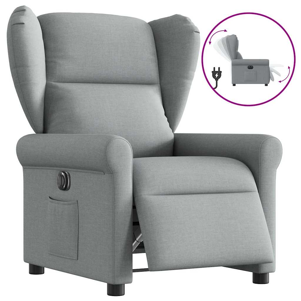 Fauteuil inclinable électrique Gris clair Tissu
