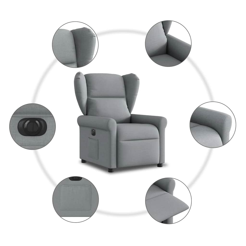 Fauteuil inclinable électrique Gris clair Tissu