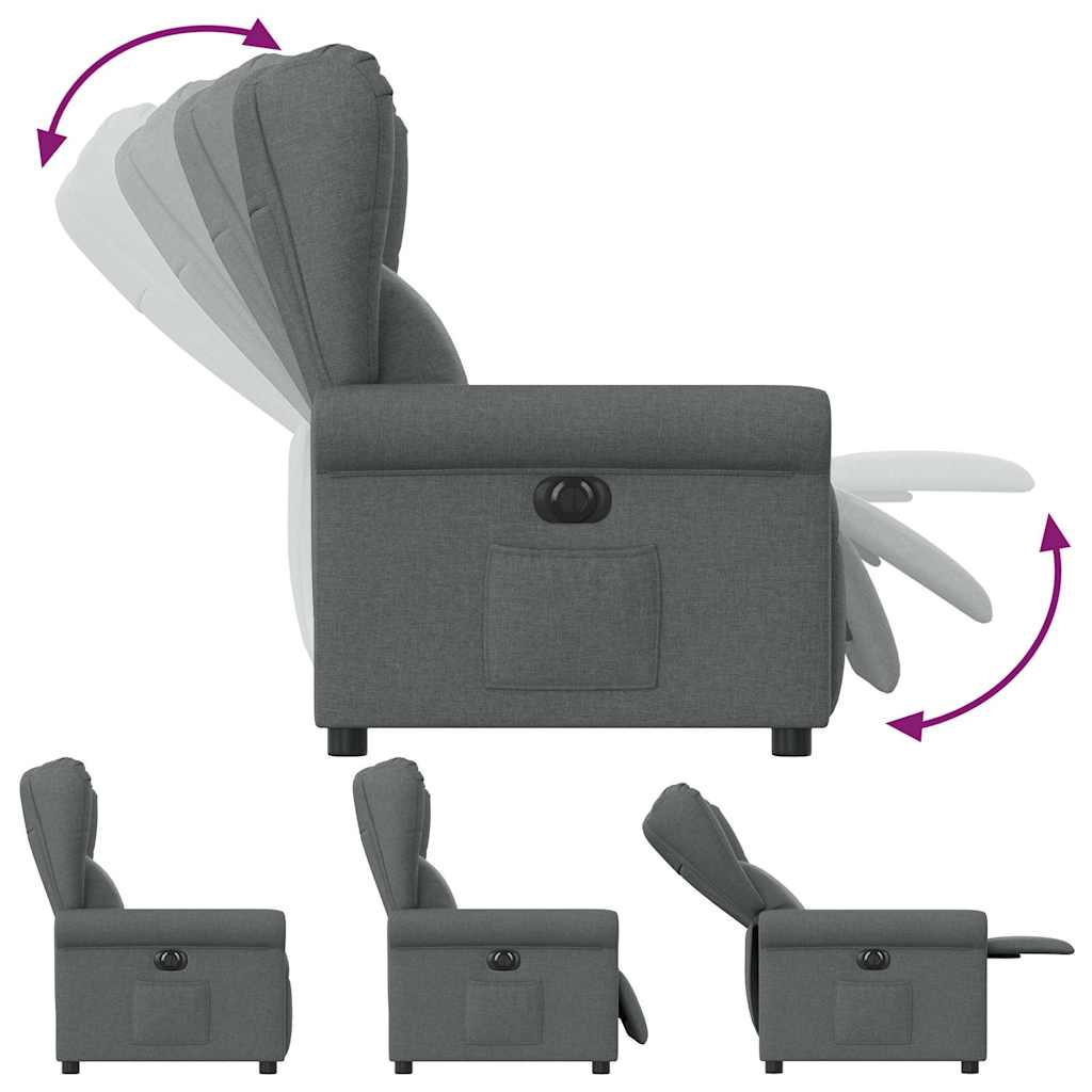 Fauteuil inclinable électrique Gris foncé Tissu