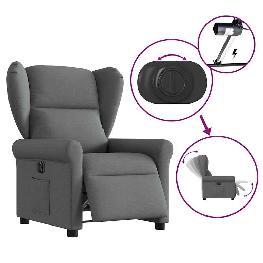 Fauteuil inclinable électrique Gris foncé Tissu