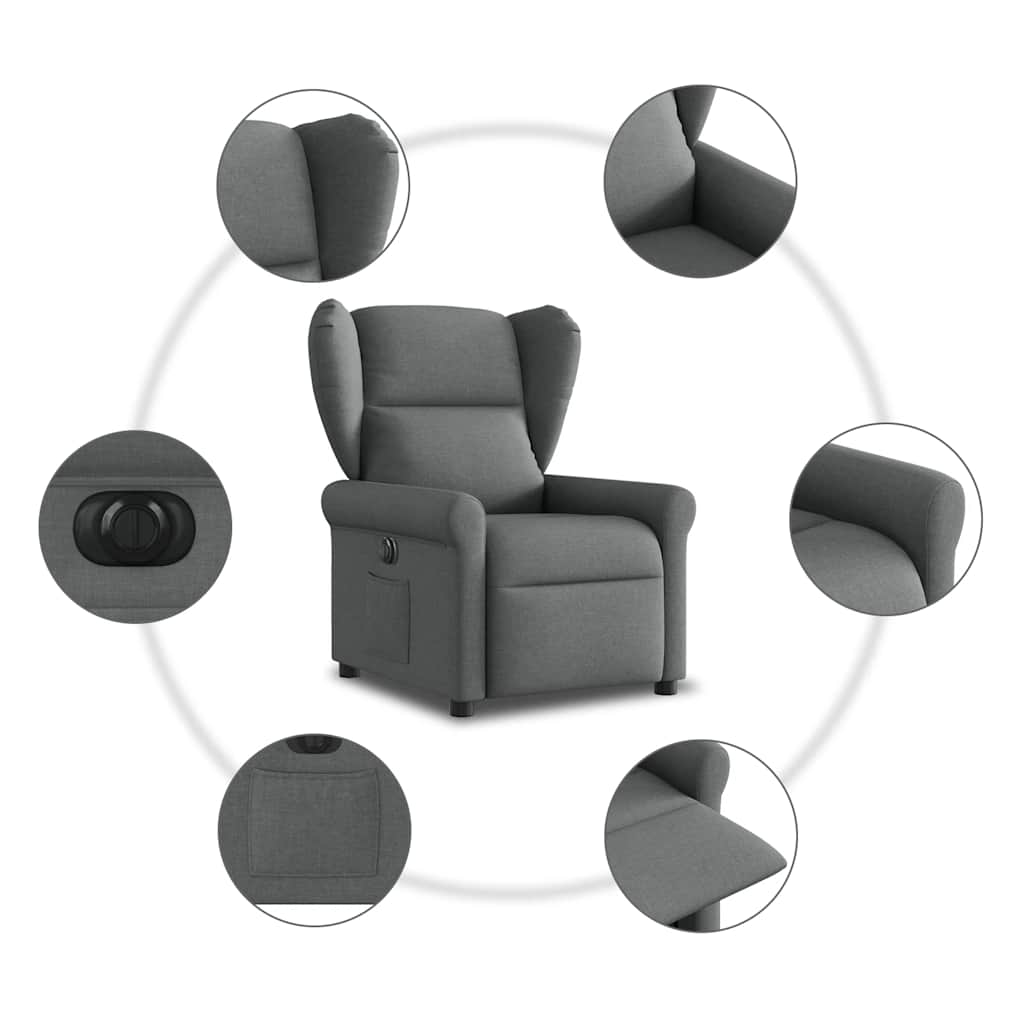 Fauteuil inclinable électrique Gris foncé Tissu