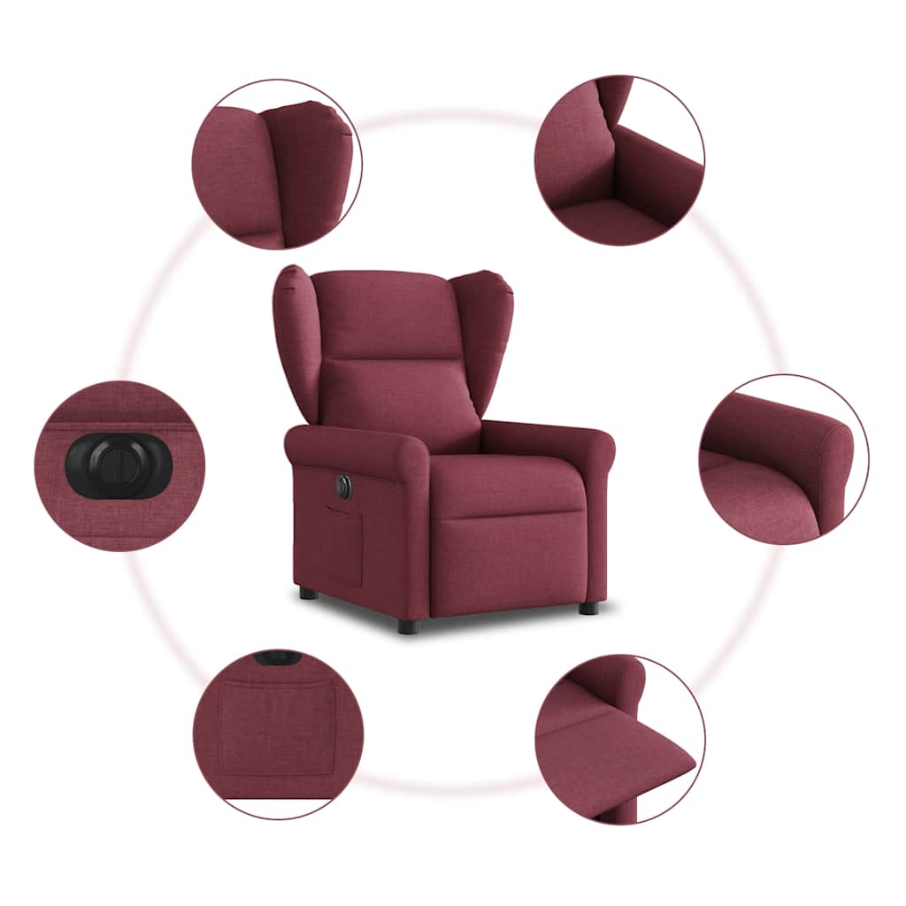 Fauteuil inclinable électrique Rouge bordeaux Tissu