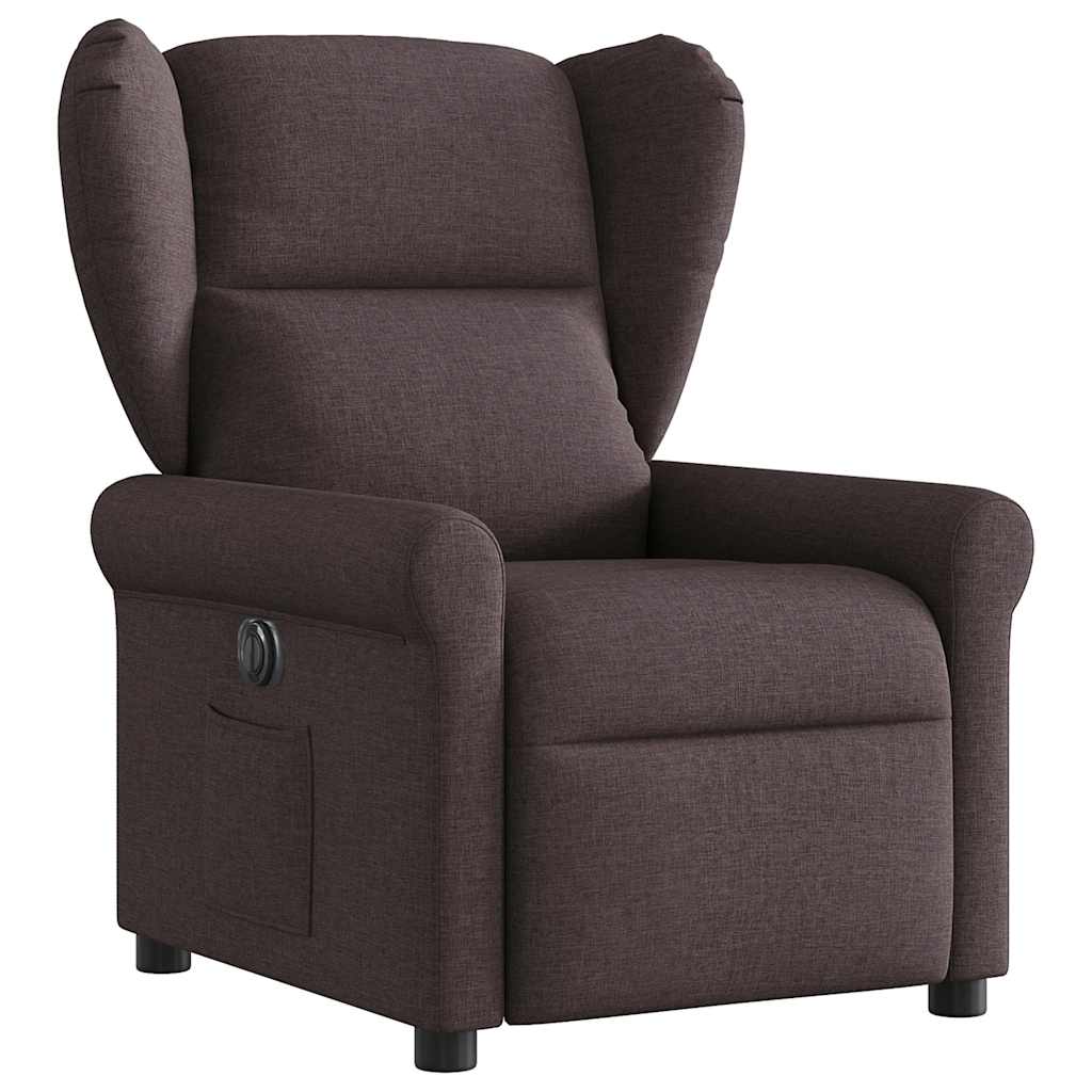 Fauteuil inclinable électrique Marron foncé Tissu